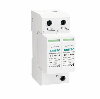 BR-40-24 T2 Dispositif de protection contre les surtensions de courant continu 40kA 24V SPD avec boîtier thermoplastique UL94-V0 pour les surtensions de courant