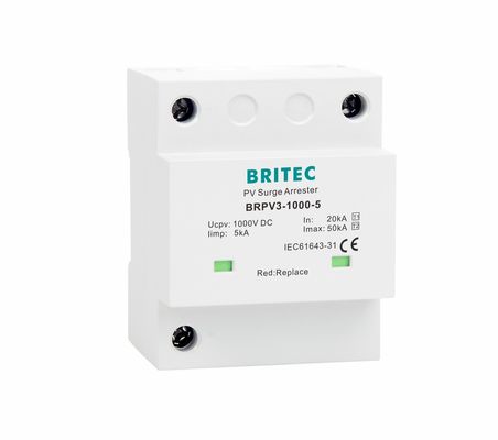 BRPV3-1000-5 T1 50kA DC 1000V 5kA Type 1+2 Protègeur contre les surtensions photovoltaïques