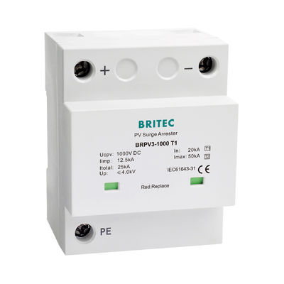 BRPV3-1000-5 T1 50kA DC 1000V 5kA Type 1+2 Protègeur contre les surtensions photovoltaïques