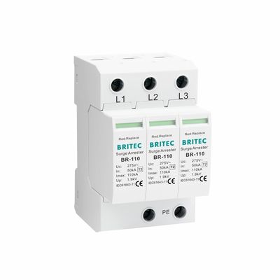 Parafoudre SPD MOV triphasé 110 kA avec installation sur rail DIN