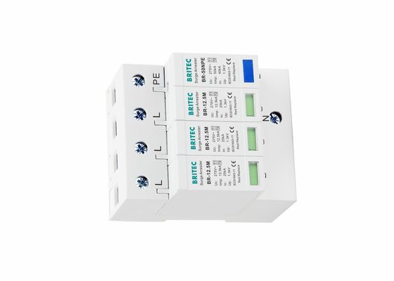 Courant dérivé élevé d'amortisseur de montée subite de parafoudre de la classe B+C 12.5KA de la CE