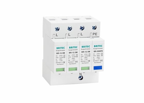 Courant dérivé élevé d'amortisseur de montée subite de parafoudre de la classe B+C 12.5KA de la CE