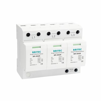 Dispositif de protection contre les surtensions BR-50GR 4P type 1 Parasurtenseur 50kA Parafoudre enfichable type 1 parafoudre spd parafoudre de surtension AC T1 Parasurtenseur triphasé