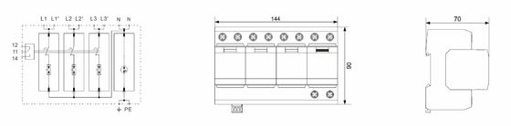 Dispositif de protection contre les surtensions BRITEC BR-50GR 3P+1 de type 1 avec une capacité de 50 kA et une structure branchable