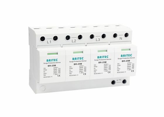 Arrestateur de tonnerre 4 pôles type 1 Protecteur contre les surtensions Structure en plastique thermique