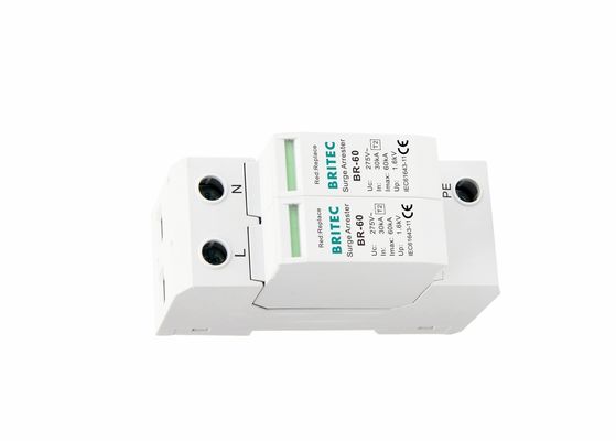 Arrestateur de surtension de courant de décharge de 60 kA avec module branchable et thermoplastique UL94-V0 pour la protection de l'alimentation en courant alternatif