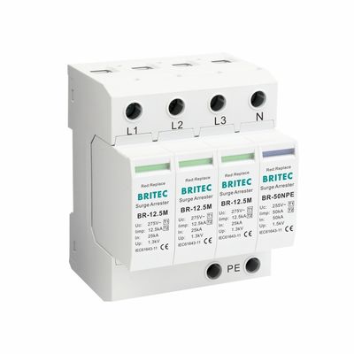BR-12.5M 4P Parafoudre Type 1 SPD Parasurtenseur AC Type 1 12.5kA SPD Type 1 SPD Surtension 12.5kA Suppresseur de surtension Dispositif de protection contre les surtensions industriel