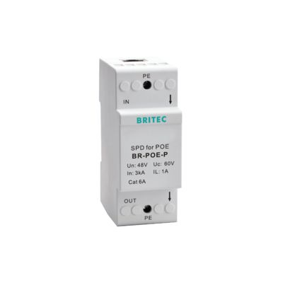 BR-POE-M POE caméra Signal Surge Arrestor Réseau Surge Protector Rj45 protection contre les surtensions Poe éclairs Rj45 protection contre les éclairs Cat6 ligne protège contre les surtensions / LAN / compact / RJ45