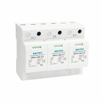 BRPV3-1500-6.25 Module d'arrêt des surtensions photovoltaïques 3 Appareil de protection Systèmes d'énergie solaire spd 1500v dc t1 t2 Solar Dc Spd pv arrêt des éclairs type 1+2 Protecteur contre les surtensions photovoltaïques