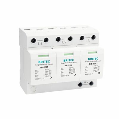 Parafoudre 275 V avec support Iimp 25 KA et rail DIN pour protection d'alimentation triphasée