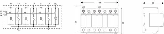 Para-raios BR-40 275 6+1 Type 2 275V rail DIN parafoudre 3 phases SPD