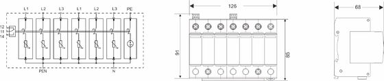 Parafoudre sur rail DIN 25kA avec boîtier thermoplastique UL94-V0 pour une protection robuste contre les surtensions