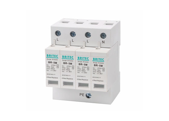 Protection contre les surtensions de type CA de tension 3 phase 5KA 4 pôle 275V SPD pour la protection de la puissance industrielle