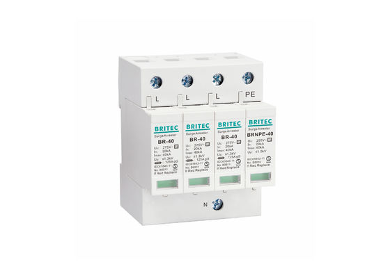 40kA 275V/255V Dispositif de protection contre les surtensions SPD de type 2 sur rail industriel DIN 3 phase