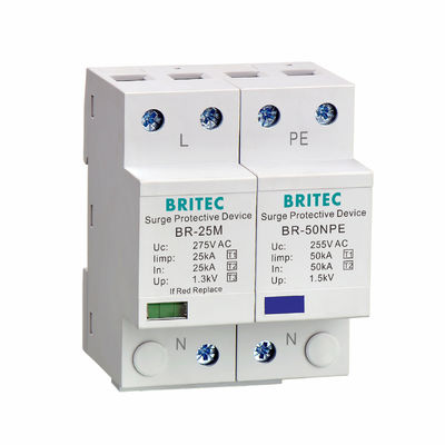 Para-raios de surto BR-25M 3P+1NPE 25kA T1+T2 B+C Proteção contra surtos de baixa tensão trifásica