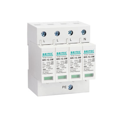 BR-12.5M 1P+1 Équipement électrique 50kA 275v T1+T2 Surge Arrester Dispositif de protection contre les surtensions