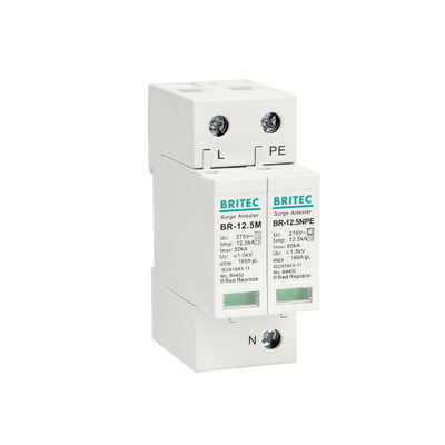BRITEC BR-12.5M 3P+1 Protection contre les surtensions 275v Arrestateur de foudre de classe I+II