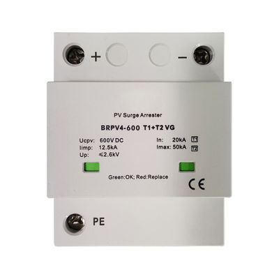type 1 12.5kA +2 dispositifs de protection photovoltaïques de la montée subite 600v pour le protecteur de montée subite solaire de C.C SPD de picovolte