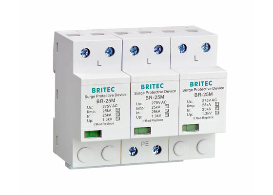 Parafoudre 275 V avec support Iimp 25 KA et rail DIN pour protection d'alimentation triphasée