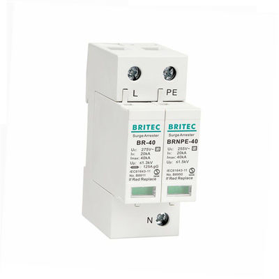 Type de BR-40 1P+1 40kA - protection contre la foudre de phase de Singel d'intercepteur de dispositif de protection de 2 montées subites SPD