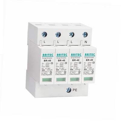 Type de BR-40 1P+1 40kA - protection contre la foudre de phase de Singel d'intercepteur de dispositif de protection de 2 montées subites SPD