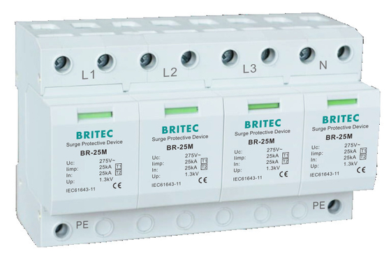 Dispositif de protection contre les surtensions BR-25M 4P de type 1 Varistor de protection contre la foudre SPD