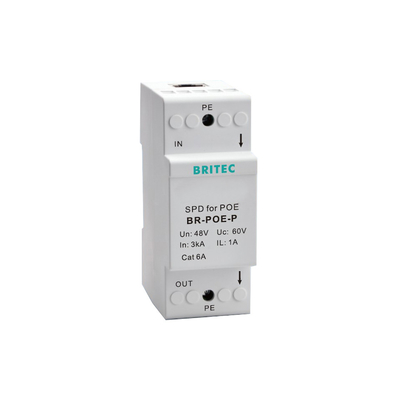 BR-POE-P Ethernet 48V RJ45 POE Ethernet Din réseau ferroviaire protecteur contre les surtensions