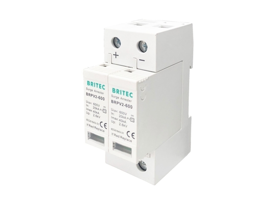 Type photovoltaïque d'intercepteur de montée subite de DC600V 2P 40KA picovolte - tension de parafoudre 2 basse