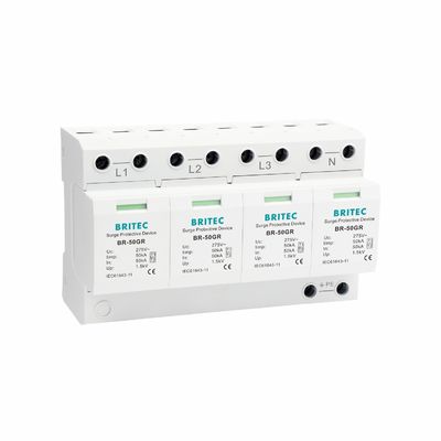 Dispositif de protection contre les surtensions BR-50GR 4P type 1 Parasurtenseur 50kA Parafoudre enfichable type 1 parafoudre spd parafoudre de surtension AC T1 Parasurtenseur triphasé
