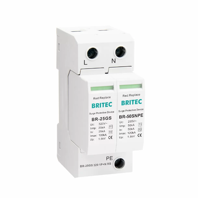 25kA type 1+2 arrêt de surtension avec montage DIN Rail 35 mm pour un dispositif de protection contre les surtensions fiable