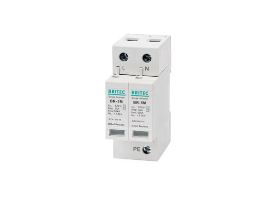 BR-5M 320V 2P Parafoudre monophasé avec parafoudre de type 1 + type 2 5kA Montage sur rail DIN
