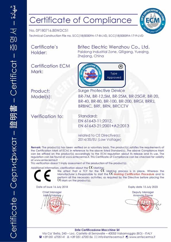 Chine Britec Electric Co., Ltd. Certifications